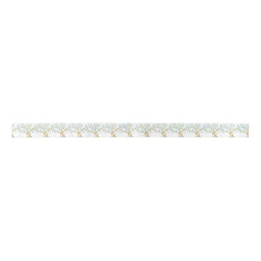 Schets van Olijfboom Satin Ribbon – Elegante Olijf Lint (Voorkant)