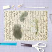 Schets van paddenstoelen vervaafde tekst, verstroo tissuepapier (Craft)