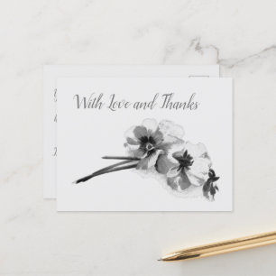 schets van pansies met liefde en Bedankt Briefkaart