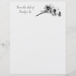  schets van Pansies met papier voor het schrijven 