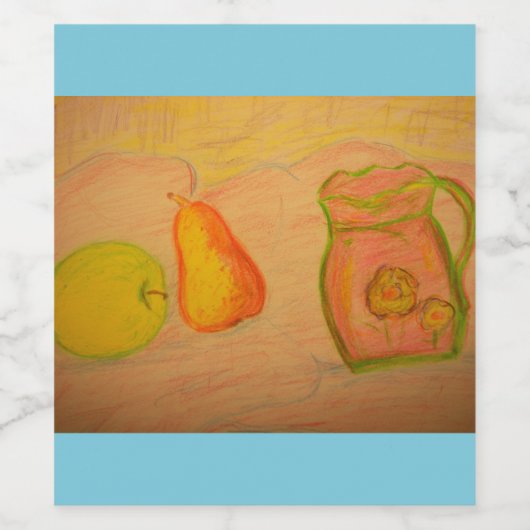 schets van peren en appelen wijn etiket (Enkel label)