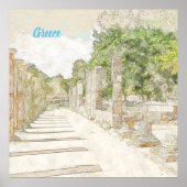 Schets van puinhopen in het Oude Olympia, Elis, Gr Poster (Voorkant)