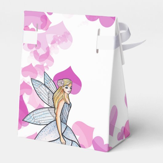 Schets van roze harten feeënprinses verjaardag bedankdoosjes (Achterkant)