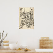 Schets van samurai-strijder Kato Kiyomasa, Hokusai Poster (Keuken)