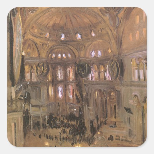 Schets van Santa Sophia van John Singer Sargent Vierkante Sticker (Voorkant)