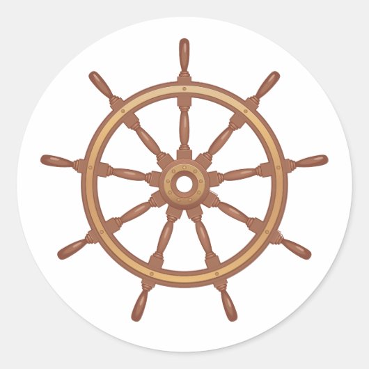 Schets van scheepsstuurwiel sticker (Voorkant)