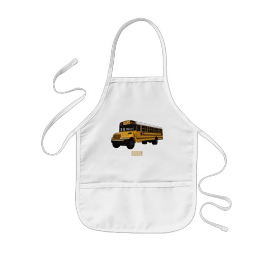 Schets van schoolbus in cartooneffect kinder schort (Voorkant)