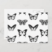 Schets van vlinder, zwart-wit briefkaart (Voorkant / Achterkant)