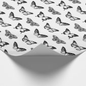 Schets van vlinder, zwart-wit cadeaupapier (Hoek)