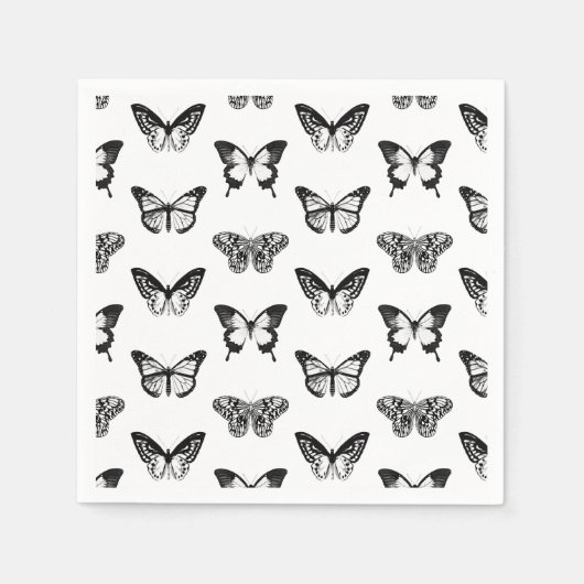Schets van vlinder, zwart-wit servet (Voorkant)