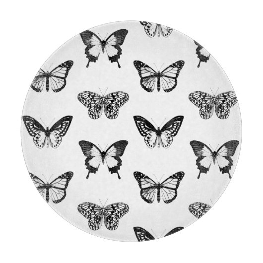 Schets van vlinder, zwart-wit snijplank (Voorkant)