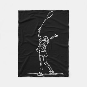 Schets van vrouwelijke badmintonspeler Shuttle Fleece Deken