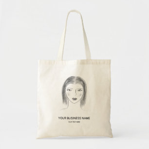 Schets van vrouwen gezicht voor logo van schoonhei tote bag