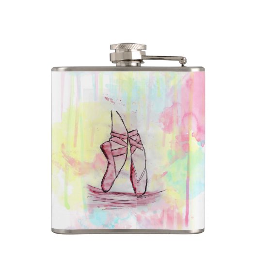 Schets van Waterverf met hand getrokken schoeisel  Heupfles (Achterkant)