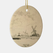  schets van windmolens keramisch ornament (Rechts)