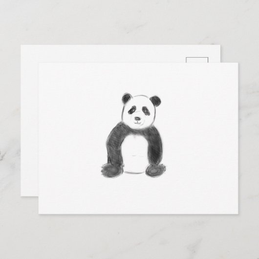 Schets van zwarte en witte panda briefkaart (Voorkant / Achterkant)