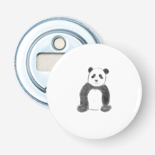 Schets van zwarte en witte panda button flesopener