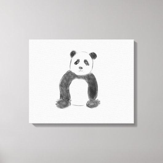 Schets van zwarte en witte panda canvas afdruk (Voorkant)