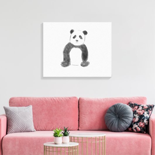 Schets van zwarte en witte panda canvas afdruk (Insitu (Woonkamer))