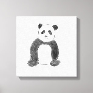 Schets van zwarte en witte panda canvas afdruk