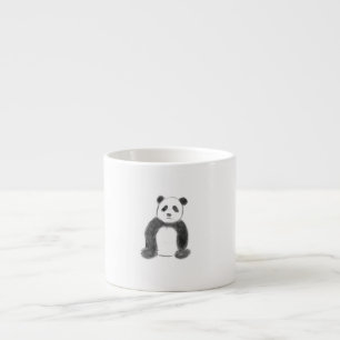 Schets van zwarte en witte panda espresso kop