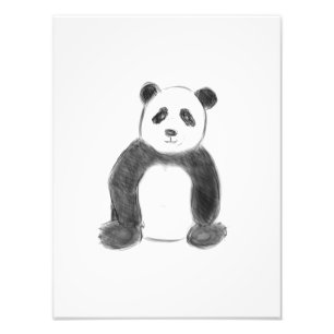 Schets van zwarte en witte panda foto afdruk