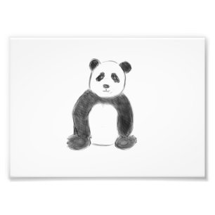 Schets van zwarte en witte panda foto afdruk