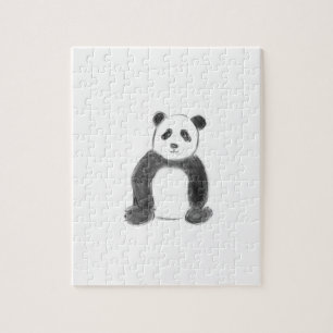 Schets van zwarte en witte panda legpuzzel