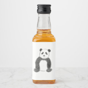 Schets van zwarte en witte panda likeurfles etiket