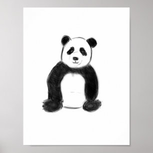 Schets van zwarte en witte panda poster