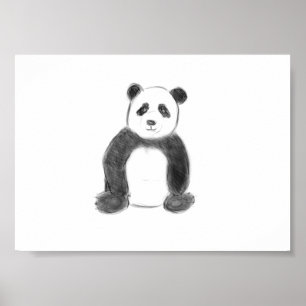 Schets van zwarte en witte panda poster