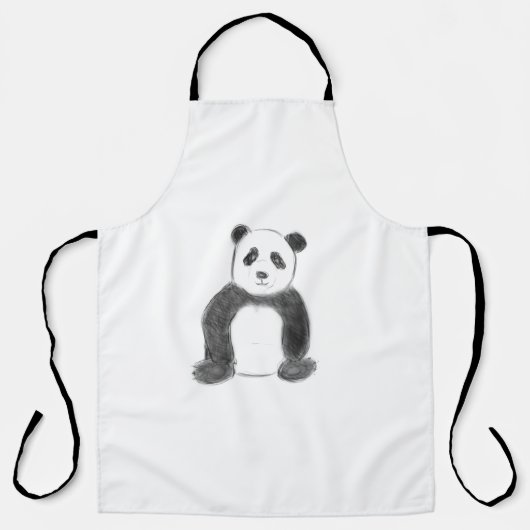 Schets van zwarte en witte panda schort (Voorkant)