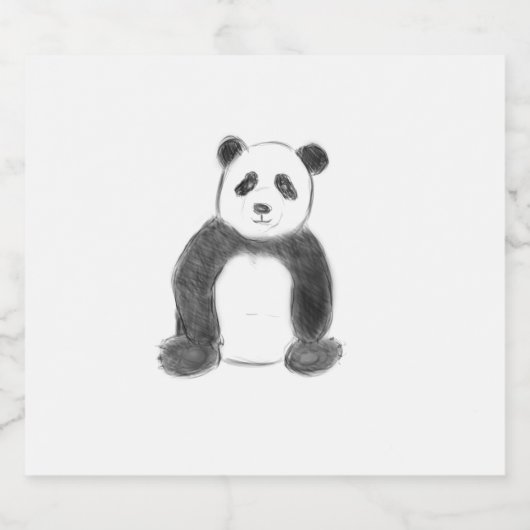 Schets van zwarte en witte panda sparkling wijnetiket (Enkel label)