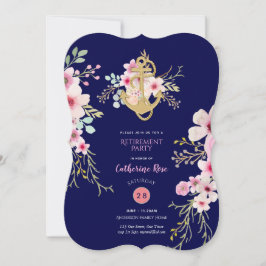 Schets Verjaardagsuitnodiging Nautische Navy Blauw Kaart