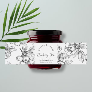Schets Zelfgemaakte Cranberry Jam Wrap-around Labe Waterfles Etiket