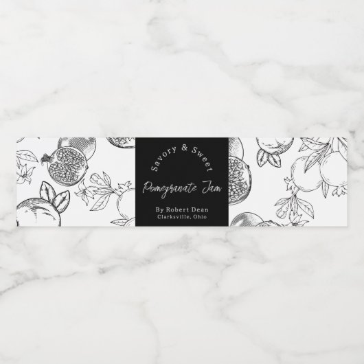 Schets Zelfgemaakte Granaatappel Jam Wrap-around L Waterfles Etiket (Enkel label)