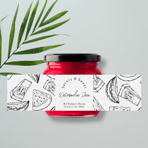 Schets Zelfgemaakte Watermeloen Jam Wrap-around La Waterfles Etiket