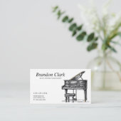 Schets zwart-witte piano met bank visitekaartje (Staand voorkant)