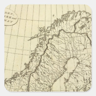 schets Zweden, Denemarken, Noorwegen Vierkante Sticker
