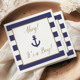 Schetsanker "Ahoy! Het is een jongen!" Baby Shower Servet