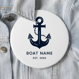 Schetsanker Est Jaar Gepersonaliseerd Bootsgeschen Ronde Button 6,0 Cm