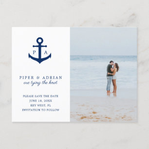 Schetsanker Foto Bruiloft Save the Date Aankondigingskaart