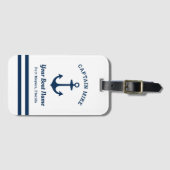 Schetsanker Kapitein Boot Naam Monogram Bagagelabel (Voorkant (horizontaal))