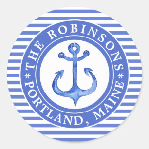 Schetsanker Marineblauw Persoonlijk Ronde Sticker