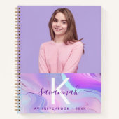 Schetsboek aangepaste foto holografisch monogram notitieboek (Voorkant)