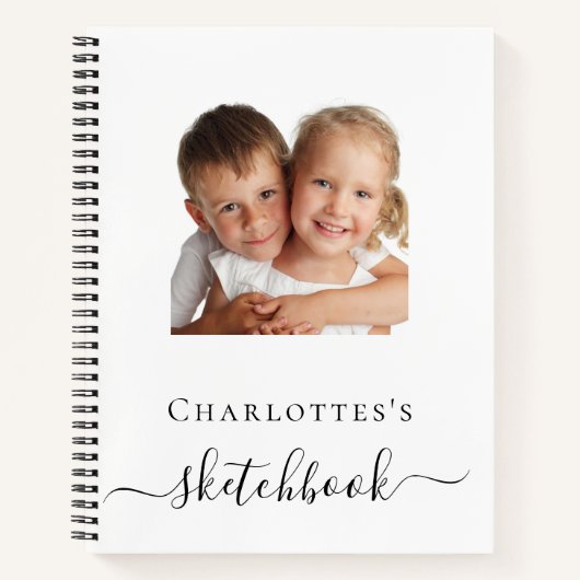 Schetsboek aangepaste foto kinderen kinderen typog notitieboek (Voorkant)