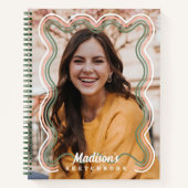 Schetsboek Aangepaste foto Retro Wavy Rainbow Bord Notitieboek (Voorkant)