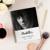 Schetsboek aangepaste foto zwart wit naam notitieboek