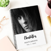 Schetsboek aangepaste foto zwart wit naam notitieboek