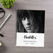 Schetsboek aangepaste foto zwart wit naam notitieboek